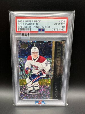 2021-2022 UPPER DECK COLE CAUFIELD SPECKLED RAINBOW FOIL YOUNG GUNS
