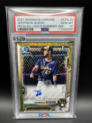 2021 BOWMAN CHROME JEFERSON QUERO PROS. GOLD SHIMMER REFRACTOR AUTO 12/50