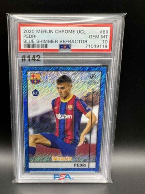 2020-2021 MERLIN CHROME UCL PEDRI BLUE SHIMMER REFRACTOR 54/75